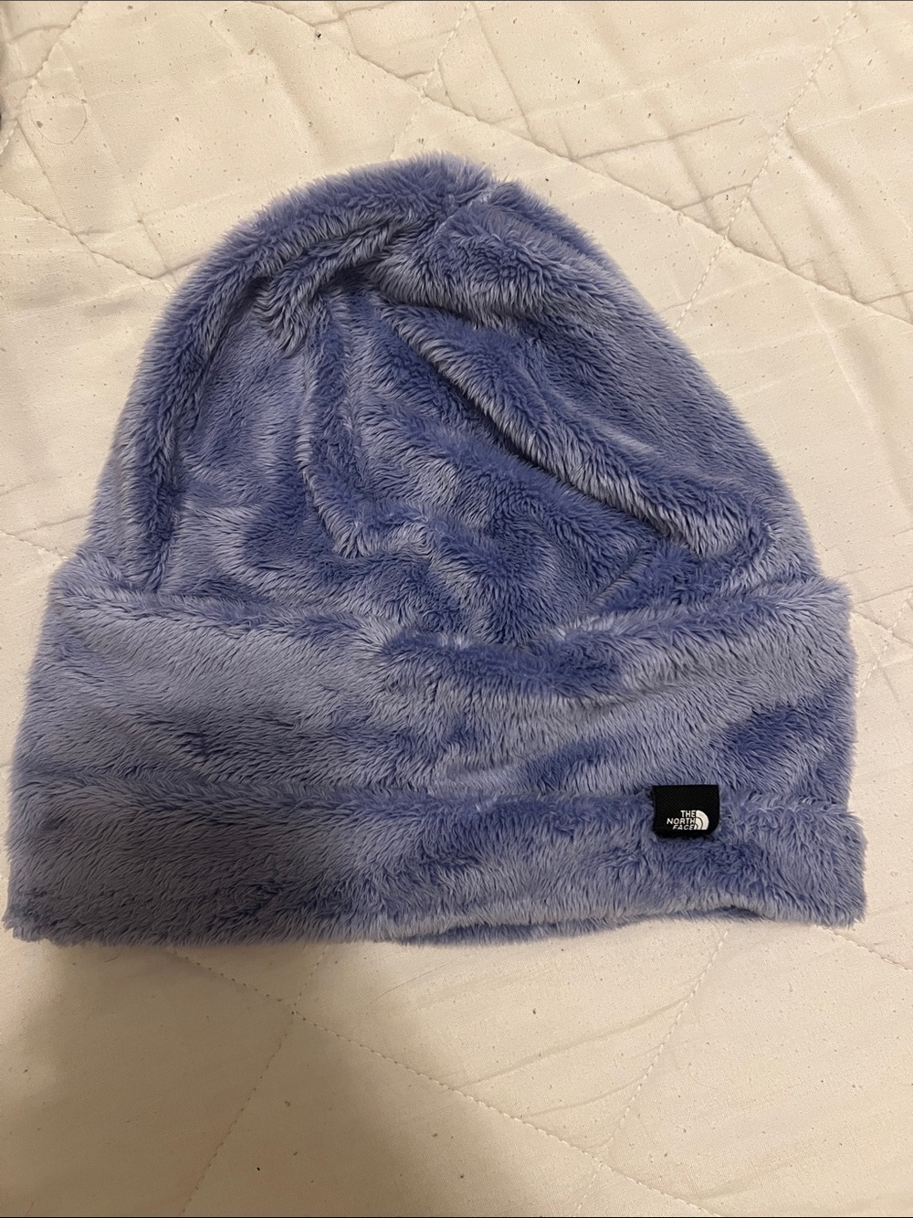 The North Face Plush Fuzzy Beanie in Periwinkle